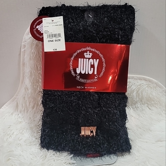 New Women's Juicy by Juicy Couture Neck Warmer Black Sparkle - Picture 1 of 4
